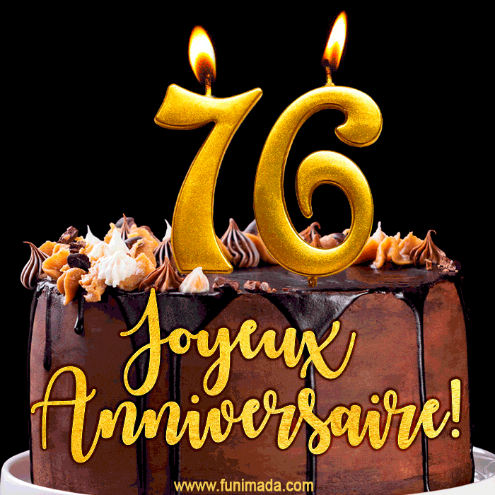 Gâteau d'anniversaire avec bougies GIF – 76 ans