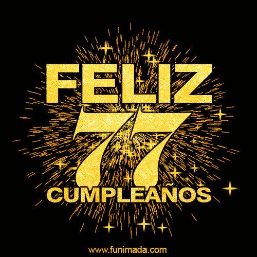 GIF animado para cumpleaños con el número 77 - feliz cumpleaños gif de fuegos artificiales