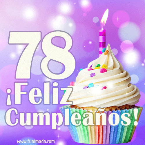 GIF para cumpleaños de 78 con pastel de cumpleaños y los mejores deseos