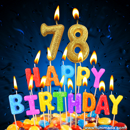 Best Happy 78th Birthday Cake with Colorful Candles GIF.