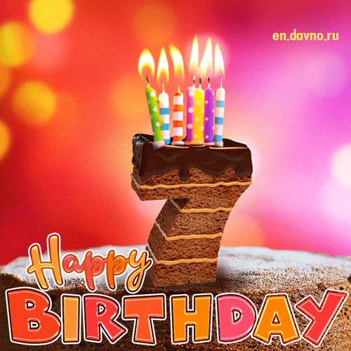 7th Birthday Card - Chocolate Cake and Candles — Download on Funimada.com