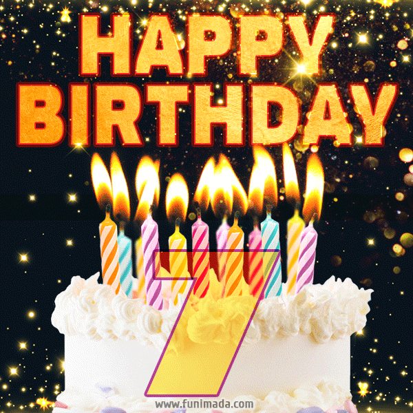 Happy 7th Birthday Cake GIF, Free Download