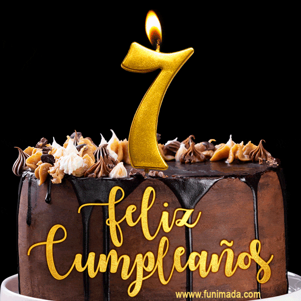 Felices 7 Años - Hermosa imagen de pastel de feliz cumpleaños
