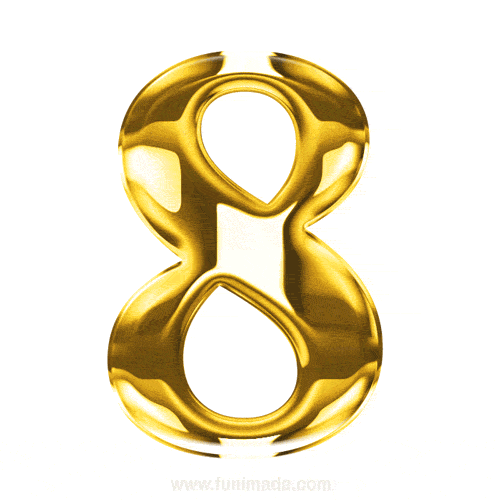 Cool Golden Number 8 GIF on white