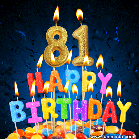 Best Happy 81st Birthday Cake with Colorful Candles GIF