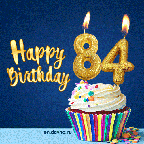 Happy Birthday - 84 Years Old Animated Card