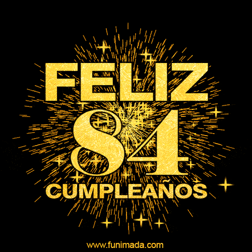 GIF animado para cumpleaños con el número 84 - feliz cumpleaños gif de fuegos artificiales