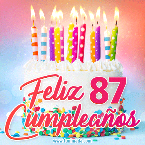 Cumpleaños de 87 - delicioso pastel de cumpleaños con velas
