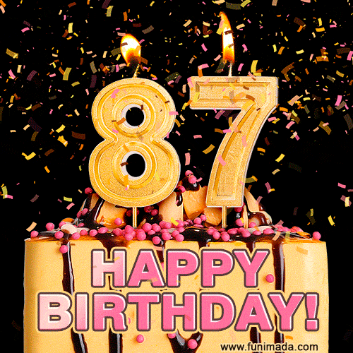 Happy 87th Birthday Cake GIF and Video with sound free download