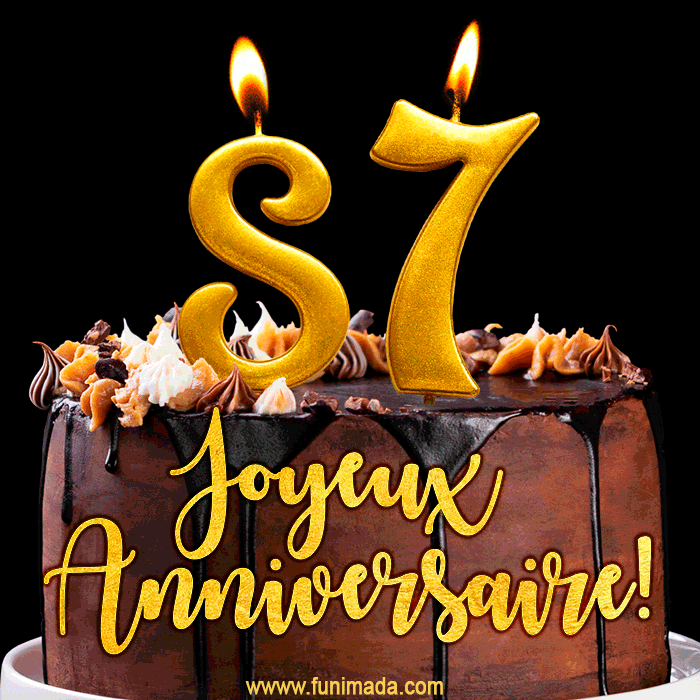 Gâteau d'anniversaire avec bougies GIF – 87 ans