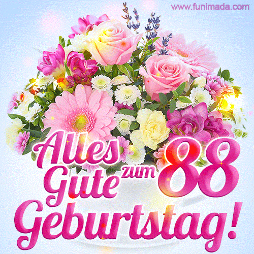 Alles Gute zum 88. Geburtstag schöne Blumen gif