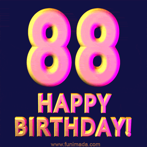 Happy 88th Birthday Cool 3D Text Animation GIF
