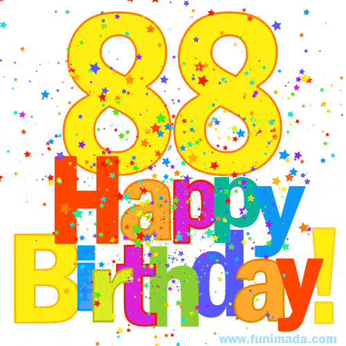 Festive and Colorful Happy 88th Birthday GIF Image