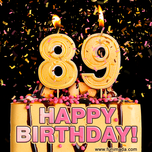 Happy 89th Birthday Cake GIF and Video with sound free download