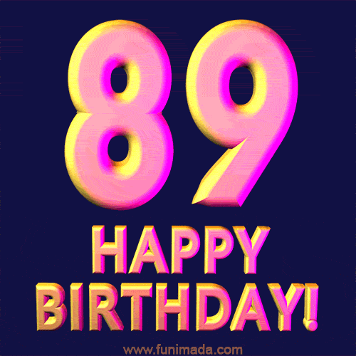 Happy 89th Birthday Cool 3D Text Animation GIF