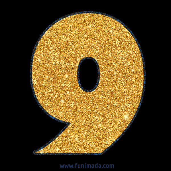 Number 9 Gold Glitter GIF