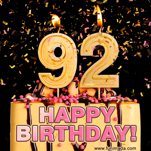 Happy 92nd Birthday Cake GIF and Video with sound free download