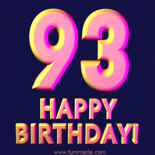 Happy 93rd Birthday Cool 3D Text Animation GIF