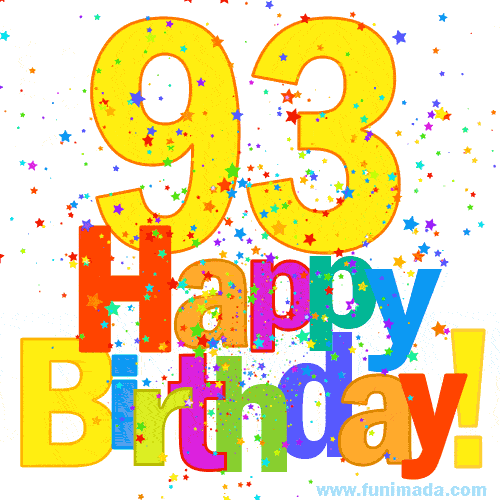 Festive and Colorful Happy 93rd Birthday GIF Image