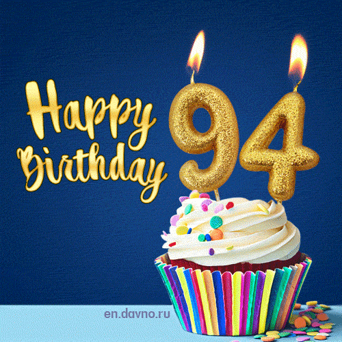 Happy Birthday - 94 Years Old Animated Card