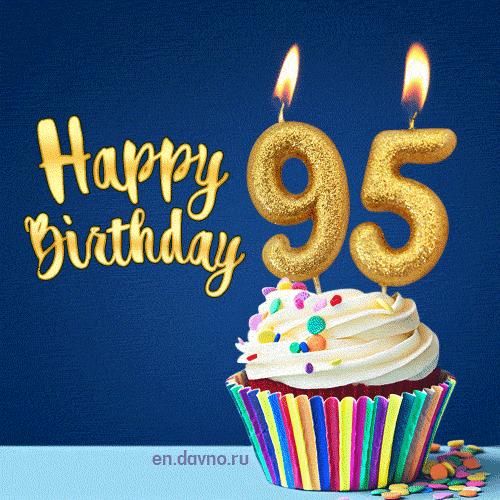 Happy Birthday - 95 Years Old Animated Card