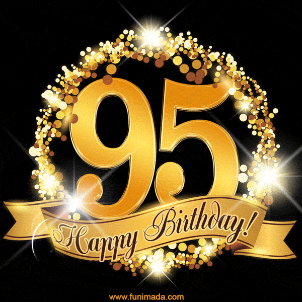 Happy 95th Birthday Anniversary Card, Gold Glitter and Sparkles