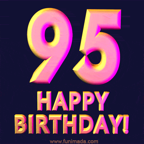 Happy 95th Birthday Cool 3D Text Animation GIF