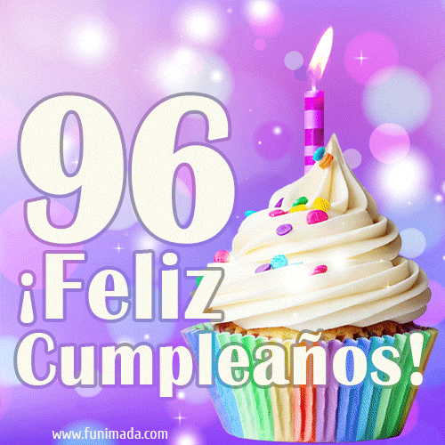 GIF para cumpleaños de 96 con pastel de cumpleaños y los mejores deseos
