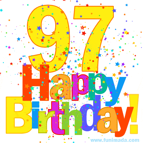 Festive and Colorful Happy 97th Birthday GIF Image