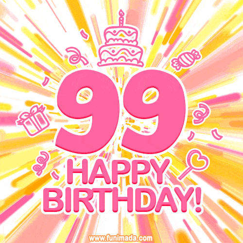 Congratulations on your 99th birthday! Happy 99th birthday GIF, free download.