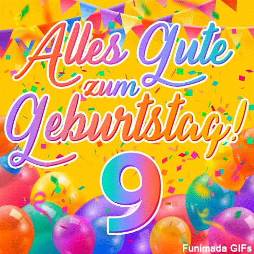 Eine Fr hliche Und Farbenfrohe Animierte Karte Zum 9 Geburtstag 