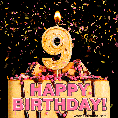 Happy 9th Birthday Cake GIF and Video with sound free download