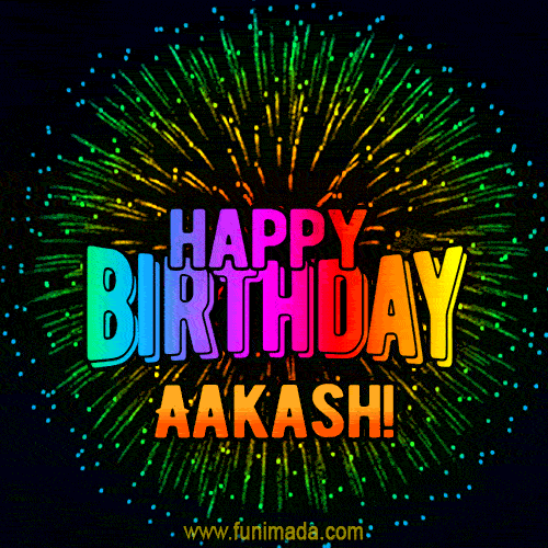 New Bursting with Colors Happy Birthday Aakash GIF and Video with Music