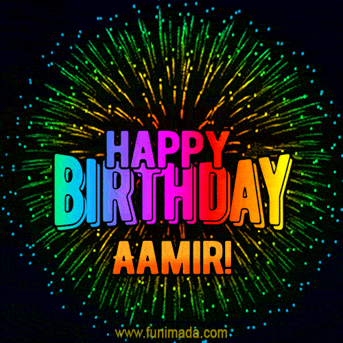 New Bursting with Colors Happy Birthday Aamir GIF and Video with Music