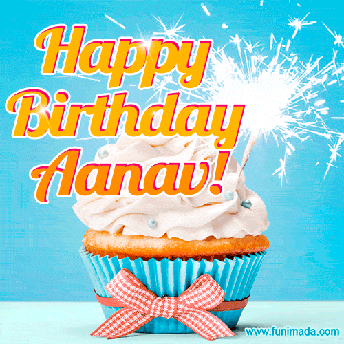 Happy Birthday, Aanav! Elegant cupcake with a sparkler.