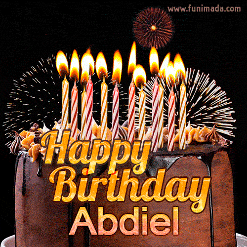 Chocolate Happy Birthday Cake for Abdiel (GIF)