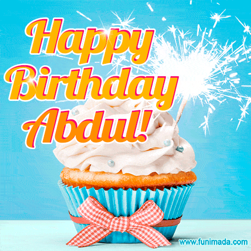 Happy Birthday, Abdul! Elegant cupcake with a sparkler.