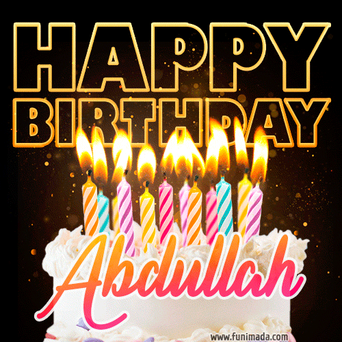 Abdullah - Animated Happy Birthday Cake GIF for WhatsApp