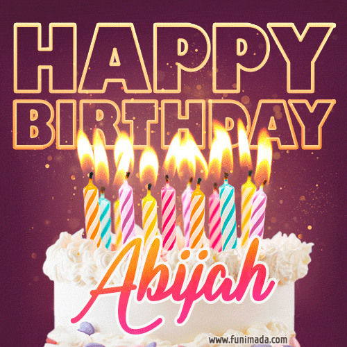 Abijah - Animated Happy Birthday Cake GIF Image for WhatsApp