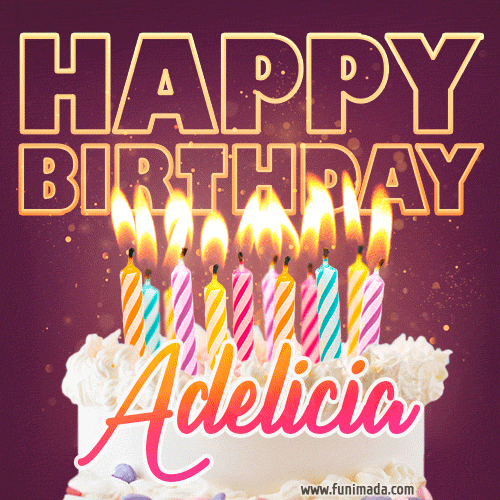 Adelicia - Animated Happy Birthday Cake GIF Image for WhatsApp