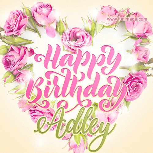 Pink rose heart shaped bouquet - Happy Birthday Card for Adley