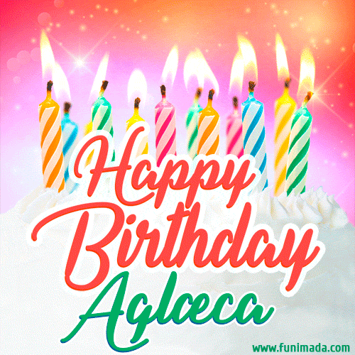 Happy Birthday GIF for Aglæca with Birthday Cake and Lit Candles