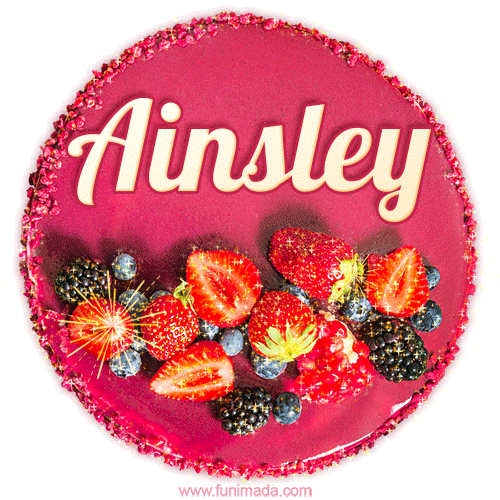 Happy Birthday Cake with Name Ainsley - Free Download