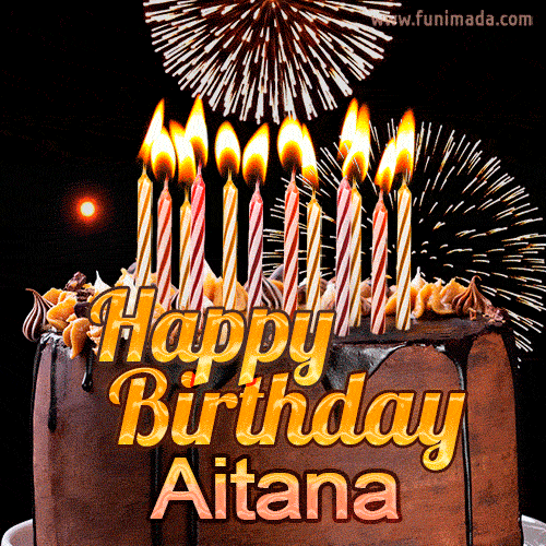 Chocolate Happy Birthday Cake for Aitana (GIF)