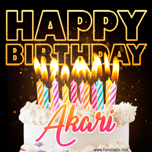 Akari - Animated Happy Birthday Cake GIF for WhatsApp