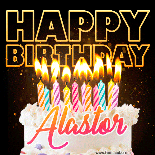 Alastor - Animated Happy Birthday Cake GIF for WhatsApp