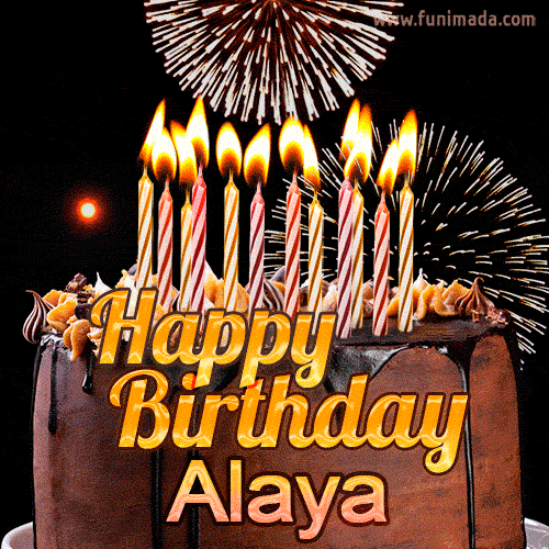 Chocolate Happy Birthday Cake for Alaya (GIF)