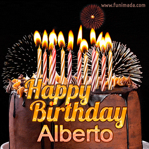 Chocolate Happy Birthday Cake for Alberto (GIF)