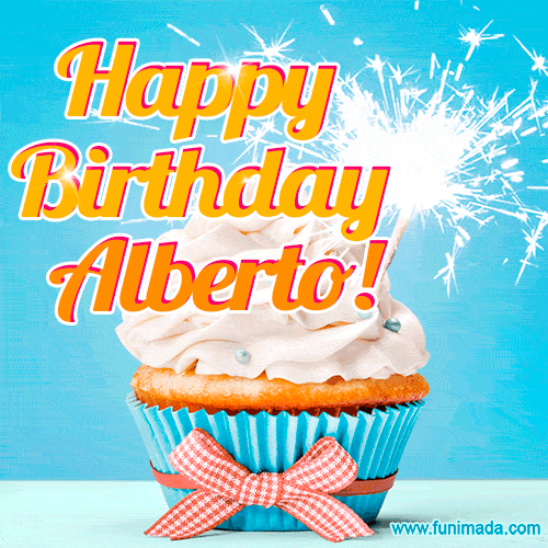 Happy Birthday, Alberto! Elegant cupcake with a sparkler.