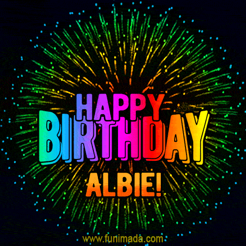 New Bursting with Colors Happy Birthday Albie GIF and Video with Music
